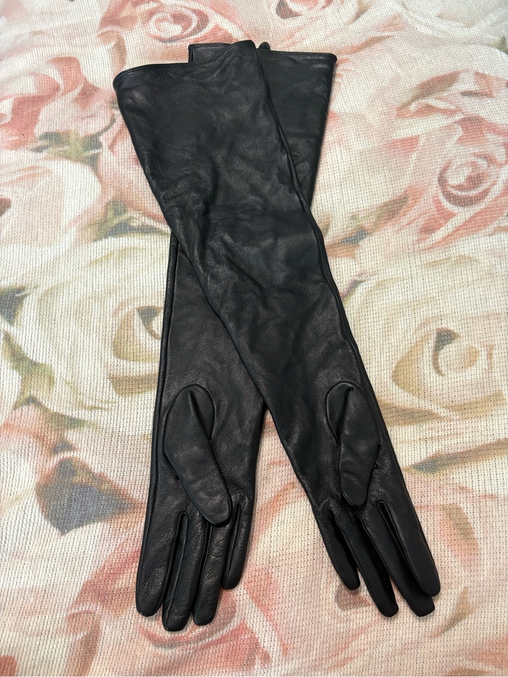 H&M Long Black Leather Opera Gloves